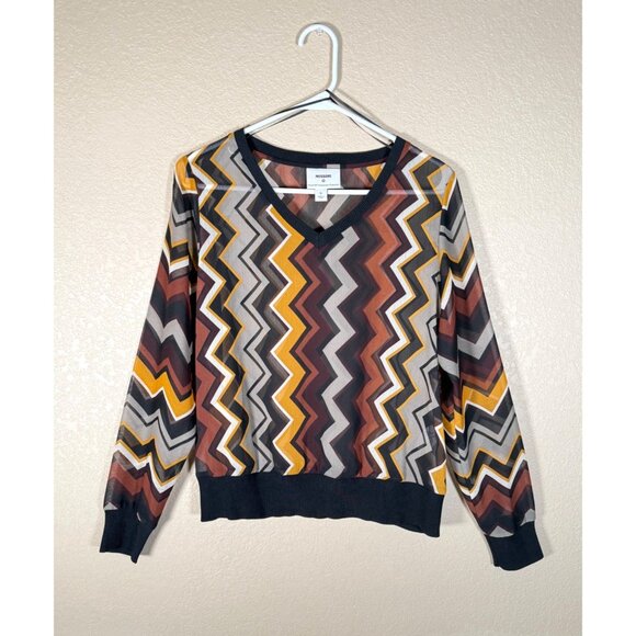 Missoni X Target Chevron V-Neck Sheer Long-Sleeve Pullover Top Multicolor - Picture 3 of 10
